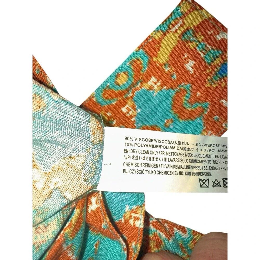Anthropologie Moon River Belted Printed Flowy Shorts Turquoise Orange Size S NWT